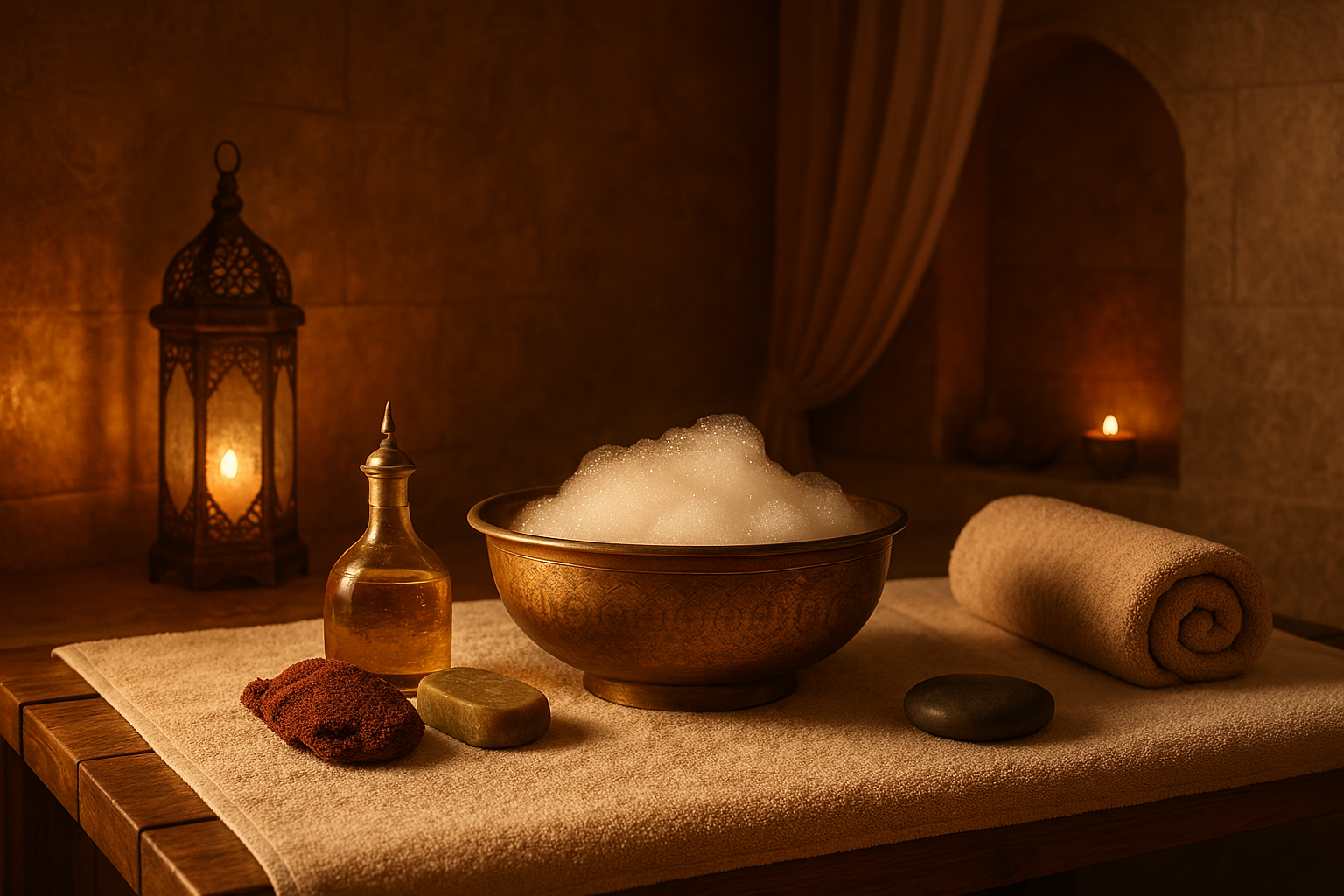 Rituel bien-être Sahara Dream avec mousse de savon d'Alep, exfoliant et relaxant inspiré des traditions berbères